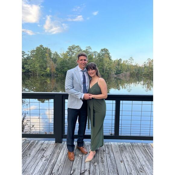 MISA LA Revolve Olive Green Twist Front Domino Maxi Dress Gown - Picture 4 of 7